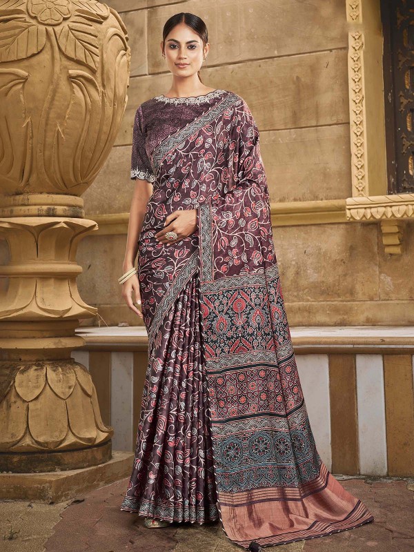 Wine Gajji Silk Saree